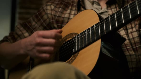 Playing By Guitar. Young Boyfriend.