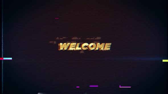 WELCOME text glitch effects concept for video games screen