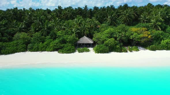 Aerial drone view abstract of paradise resort beach voyage by turquoise ocean with white sand backgr