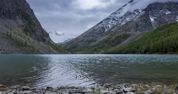 Mountain Lake Timelapse at the Summer or Autumn Time