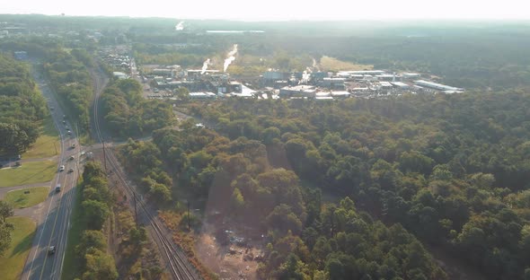 Aerial Panoramic View on of Industrial Zone Chemical Factory Production