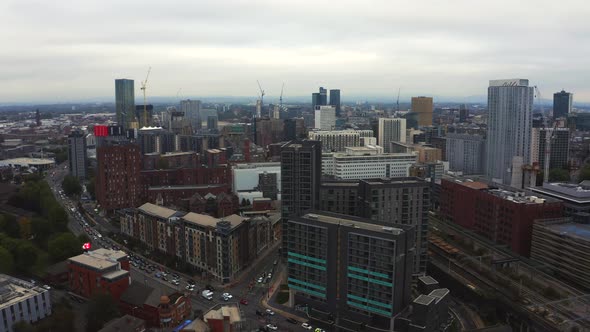 Aerial View of Manchester City in UK