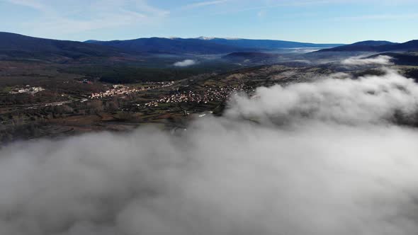 Valley sea of fog Drone Timelapse - Palacios de la Sierra HD