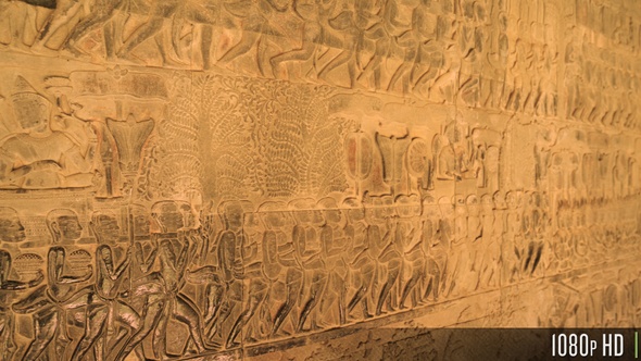 Bas-Relief Temple Walls of Angkor Wat (North Wall) in Siem Reap, Cambodia