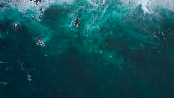 Top View of a Deserted Black Volcanic Beach on the Atlantic Ocean