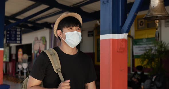 Man walking and looking the train