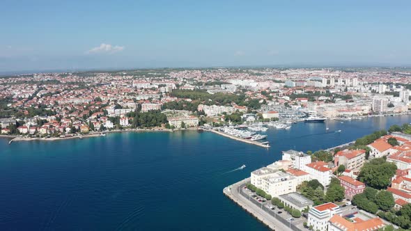 Drone Footage Aerial View of Zadar Marina Croatia