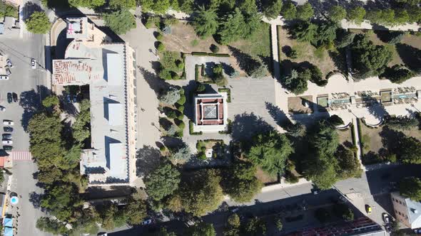 Aerial view of Joseph Stalin Museum in city Gori. Stalin's Homeland