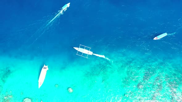 Aerial view nature of beautiful sea view beach journey by blue water and white sandy background of a