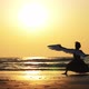 Silhouette of Young Girl with Wings Dancing at Sunset in Slow Motion - VideoHive Item for Sale