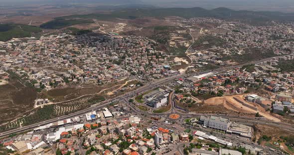 Aerial view of the Arab city of Um al Fahm in Northern Israel.