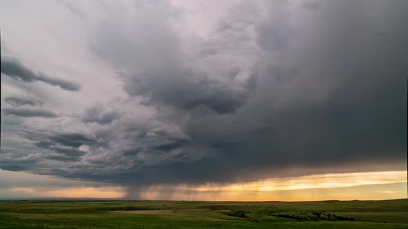 Thunderstorm moving over the plains in South Dakota in timelapse