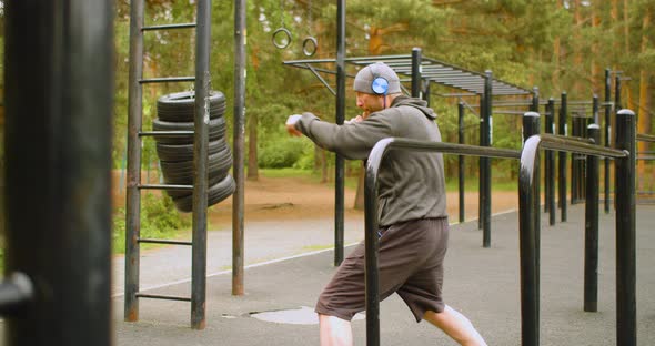 Middle Aged Man During Outdoor Workout