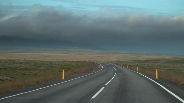 Car Driving on the Road To Iceland