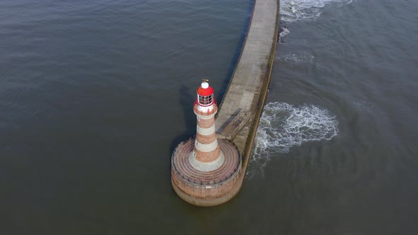 Roker Pier and Lighthouse in Sunderland at the Mouth of the Harbour