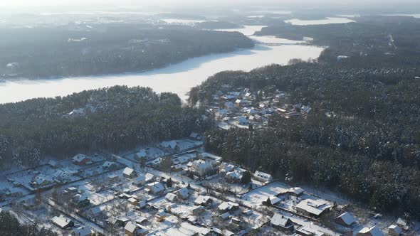 Top View in Winter of a Modern Sports Complex with Parking in Minsk