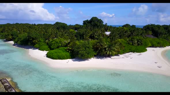 Aerial top view texture of marine tourist beach time by blue ocean and white sandy background of a d