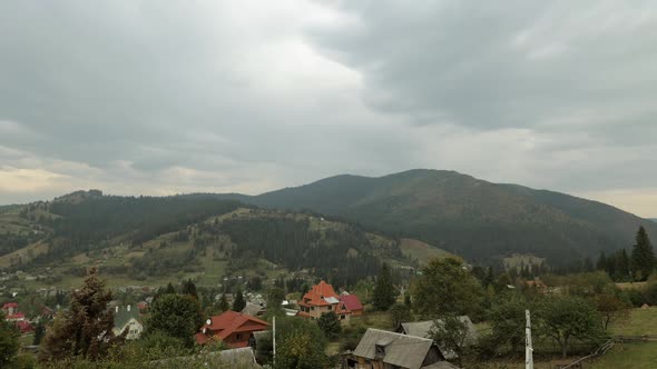 Clouds Move Above the Carpahian Ukraine Mountain Hills Timelapse Summer Mountains Nature Landscape