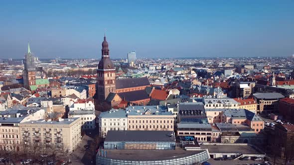 Riga Old Town Aerial 4k