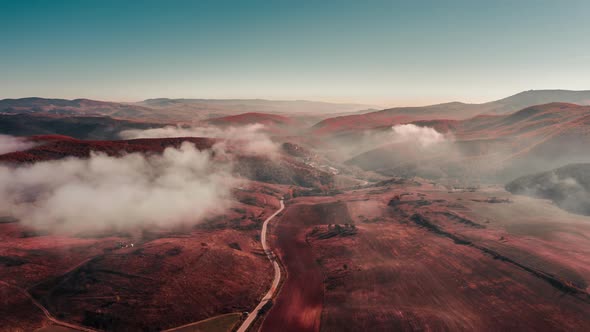 Aerial video shot above river