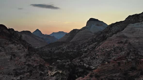 Sunset Panorama on Zion National Park Landscape Southwest US
