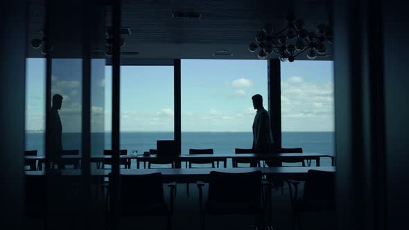 Worker Silhouette Resting Sea Office