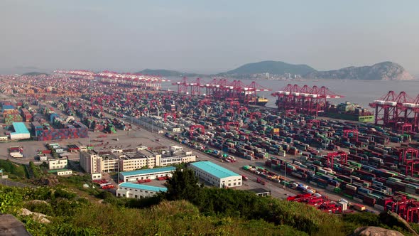 Yangshan Port of Shengsi in Shanghai in China Timelapse