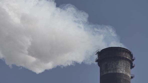 Smoke Comes From the Chimney. Air Pollution. Slow Motion. Ecology. Kyiv. Ukraine