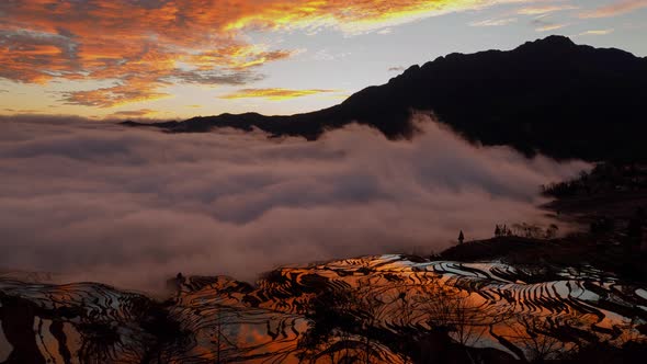 Amazing time lapse of the morning fog coming in at the terraced rice fields in Yuanyang China