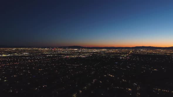 Las Vegas Skyline at Sunrise. Morning Twilight. Nevada, USA. Aerial View