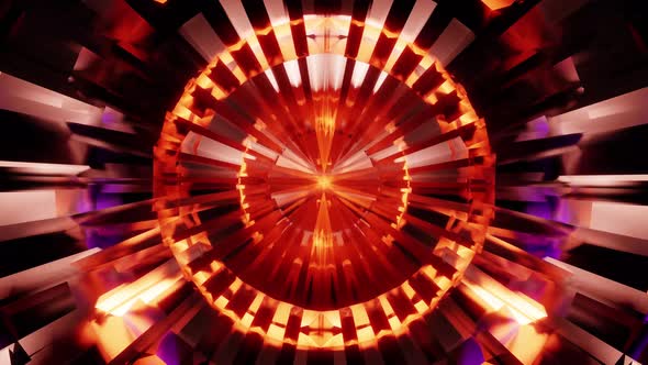 Gold Fire Disk Kaleidoscope Movement Background Vj Loop 4K