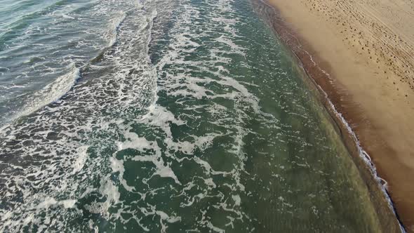 Aerial view of Patara beach, top down view of sea