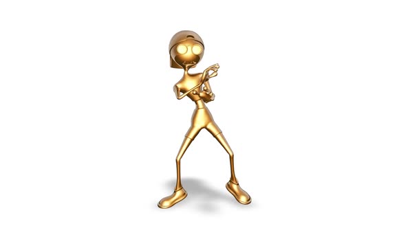 3D Gold Man Dance  Looped on White alt
