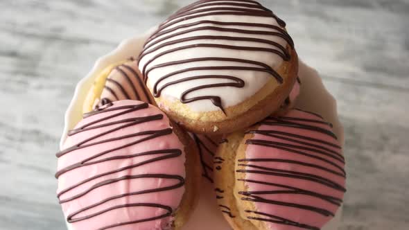 Pile of Cookies with Pink Icing