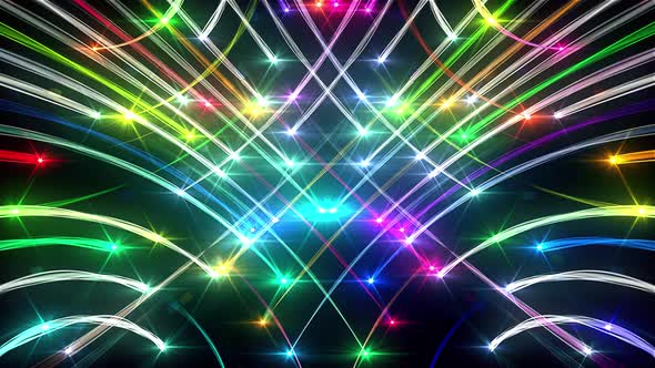 Colorful Crosshatch Curved Light Trails Seamless Loop