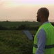 Agricultural Industry. A Male Farmer with a Digital Tablet in a Field at Sunset. Agronomist Uses - VideoHive Item for Sale