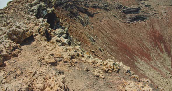 Slow Motion of Hardened Lava Flow on the Slope of Volcano Calderon Hondo Fuerteventura Canary