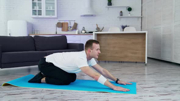 Warm-up at home on mat before sportexercises