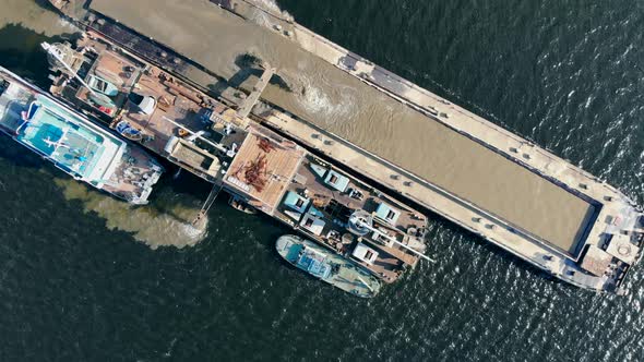 View From Above on the Industrial Barge Excavating Sand