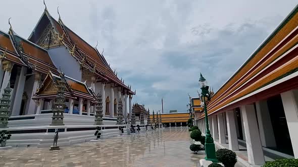 Wat Suthat Thepwararam Ratchaworahawihan the Royal Temple in Capital City Bangkok Thailand