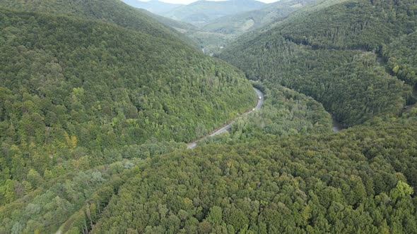 Nature of Ukraine: Carpathian Mountains Slow Motion. Aerial View