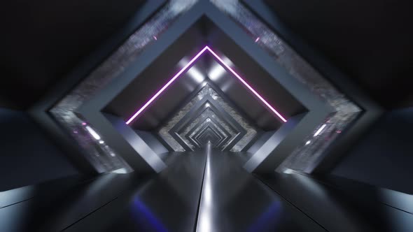 Long Corridor Future. Futuristic Tunnel With Light