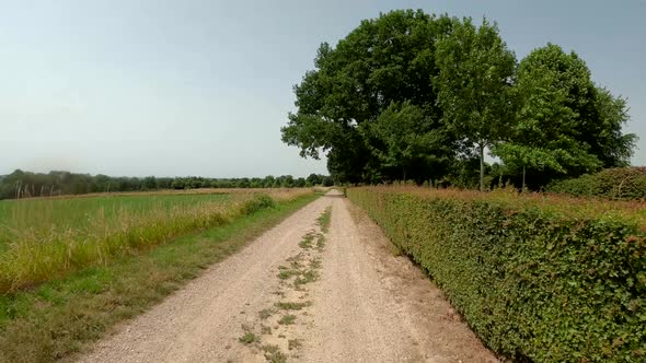 POV Driving on motorcycle on a scenic road in South Limburg, the Netherlands