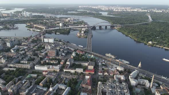 Aerial View of Kyiv, Ukraine. Slow Motion