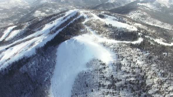 Bird View To the Ski Slopes of the Gorny Vozduh Resort