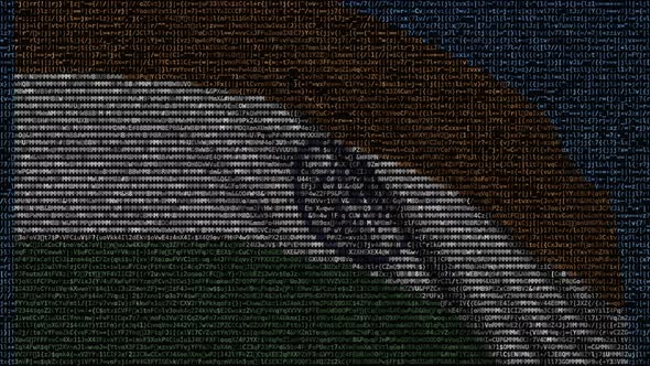 Waving Flag of India Made of Text Symbols