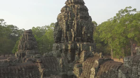 Giant Stone Faces at Bayon Temple Cambodia