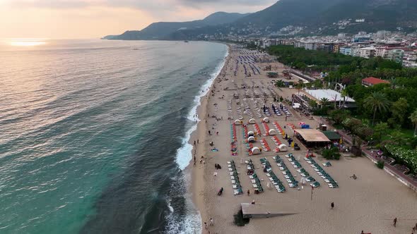 Awesome azure sea texture aerial view 4 K Turkey Alanya