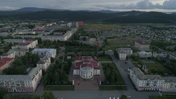 Aerial view of beautiful house of culture and city 18