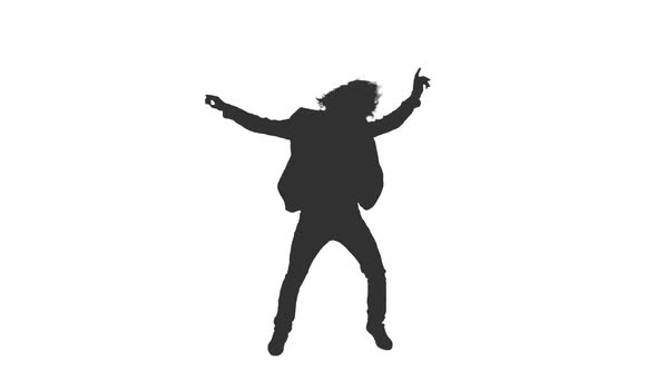 Silhouette of Young Man Dancing Crazy Dance alt